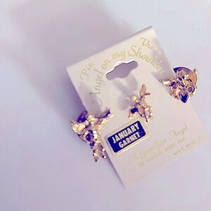 4 Angel cherub pins: NWT January “garnet”, 1 yellow smiley 😇 face, 2 tack pins